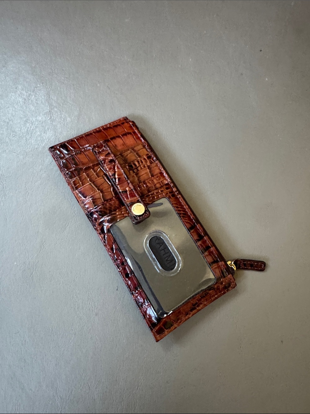 Brahmin Brown Croc-Embossed Leather Wallet